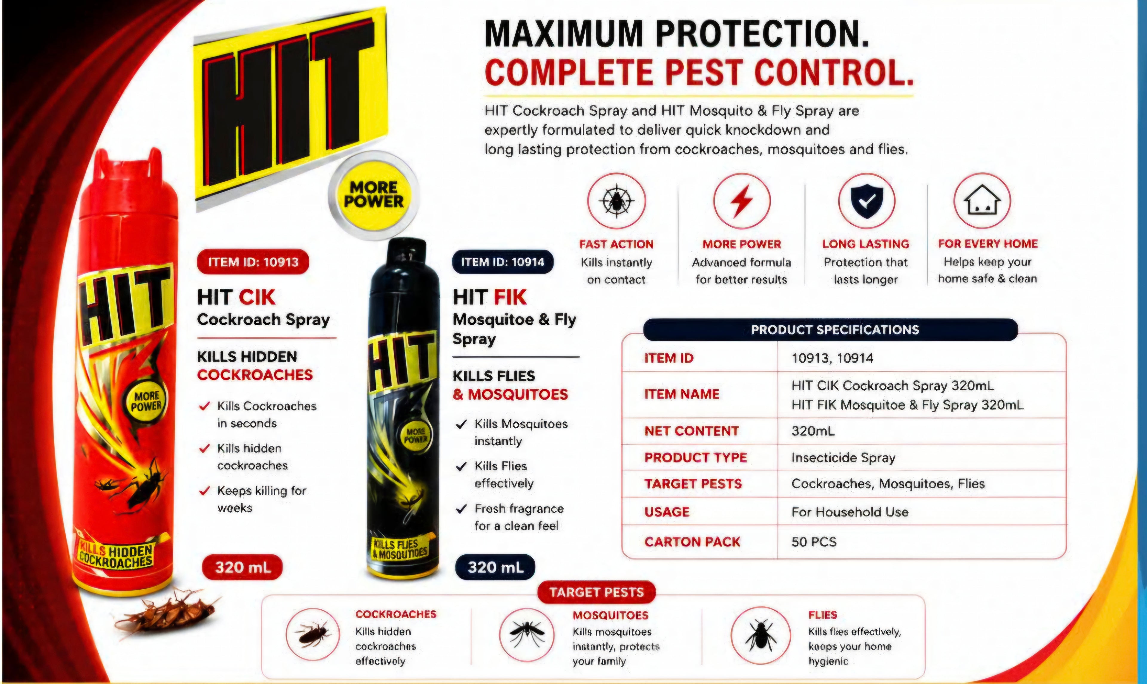 HIT Mosquito & Fly Spray BLACK 320ml